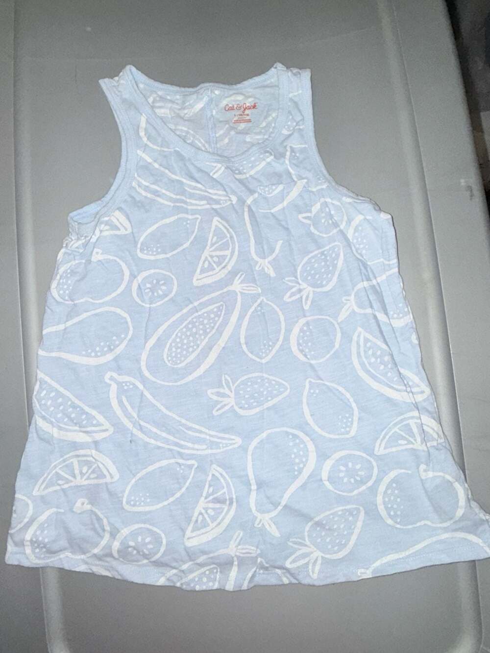 Cat & Jack Fruit Print Tank Top Size 10/12 Blue White
